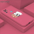 Hontinga for Infinix Hot 10 Case Cartoon We Bare Bears Panda Grizzly Phone Case Square Edge Pattern Liquid Silicone Cases Full Cover Camera Case. 