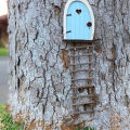 Realistic DIY Miniature Fairy Door Wood Whimsical Tree Fairy Garden Door Home Decor. 