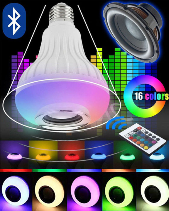 Wireless Bluetooth LED Speaker Bulb RGB E27 12W Music Playing