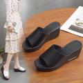 Korean Style Women Wedge heel Platform Shoes High Heels Sandals Slippers Fashion fish mouth wedge slipper women shoes. 
