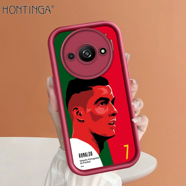 Hontinga for Redmi A3x Redmi A3 Back Cover Cristiano Ronaldo Pattern Case Ladder Soft Rubber Mobile Phone Cover