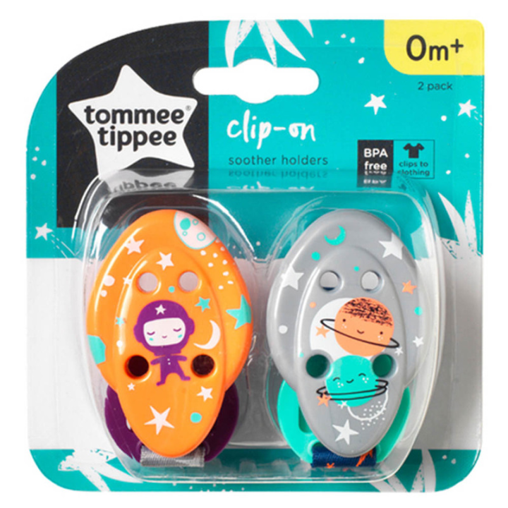 Tommee Tippee 0m+ 2x Clip On Soother Holders Space
