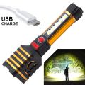 Tdplus Super Bright  Rechargeable Flashlight with COB*3+ Aluminum Lamp Head 18650 Lithium Battery 1200mAh 4 Step Button Switch V8 Port USB Charging Wire T59S New Arrival Aluminum Plastic Retractable Zoom. 