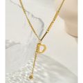 Yhpup Statement Letter D Pendant Necklace Gold Metal Stainless Steel Chain Jewelry Trendy Collar Collier. 