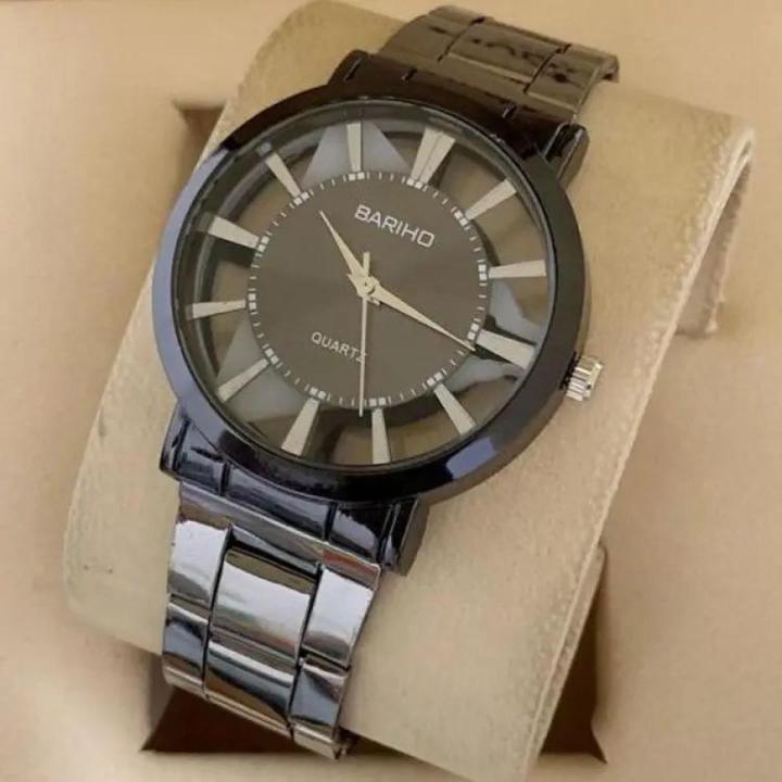 FORTUNE TIME Fashionable Stainless Steel Wrist Quartz Watch Timepiece with Round Case for Men