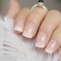New 12 pcs Simple French small fresh finished nail piece jelly nude pink French white edge,Shape Natural Women Artificial Acrylic Fashion Coffin, Ballerina nails for girls, polygel nail kit. 