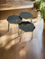 1 Pcs / Set of 3 Round Coffee Table HIGH Gloss Nesting End Tables - Round Wood Stacking Coffee Side Accent Tables with Metal Legs for Living Room, Home Office, Nightstands for Bedroom, Sturdy Easy Assembly - 3 Piece Nesting Table set for living Room. 