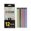 DEDEDEPRAISE 12 Colours Colored Pencils Metallic Lapis De Cor Black Wood Drawing Color Lead Pencils For Art Painting Graffiti. 