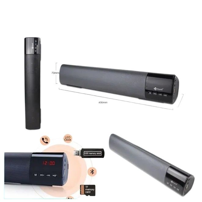 Kisonli LED-800 & LED-800B Home TV PC Bluetooth Soundbar Speaker Portable Wireless Subwoofer 3D Surround Speakers HiFi Support FM Radio Clock TF USB With FM Radio/USB/AUX/TF For TV LED LCD Desktop/Laptop/PC/Gaming