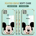 (Free Lanyard) Luxury 6D Plating Case for OPPO A12S Phone Cases Cartoon Big Head Mouse Side Print Soft Silicone Square Back Cover. 