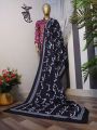 Black Silk Poetry Dupatta - Stylish Urdu Poetry Shawl with Elegant Silk Design. 