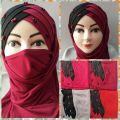 Black Red 6D Double Clr Combination Turkish Hijab. 