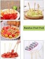 Mini Food Picks, Bamboo Fruit Picks, Mini Cocktail Forks, Party Forks, Buffet Mini Forks, Two Prongs Cocktail Picks for Appetizer, Cocktail, Pastry, and Dessert. 