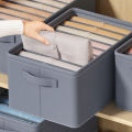 9 Grids Washable Wardrobe Clothes Organizer, Jeans Compartment Storage Box, Clothes Drawer Mesh Separation Box, Portable Foldable Closet (GREY). 