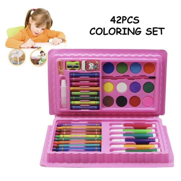 42 PCS Multi Kids Colouring Kit/Set With Button Box/ For Boys and Girls