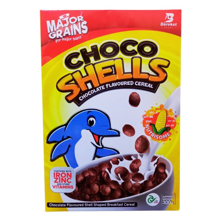 Major Grains Choco Shells Chocolate Flavored Cereals Box 300g