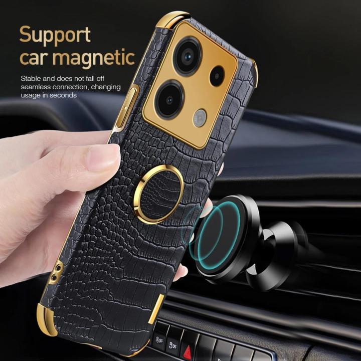 s 12 1ro Plue 13 P Crocodile Plated Phone Case for Xiaomi Redmi Not1 10 4G 5G K70E K60 Super Magnetic Ring Case