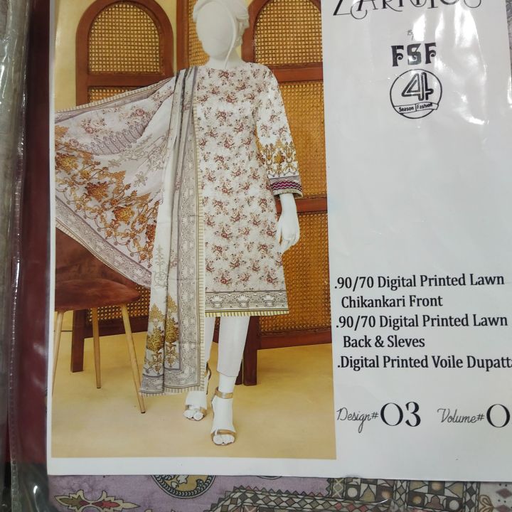 3 piece (unstitched) zarnish collection