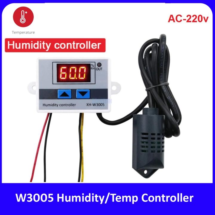 W3005 Humidity & Temperature Controller | AC 220V | Automatic Hygrostat & Thermostat | Digital Sensor Display | Greenhouse, Incubator, Industrial & Home Use