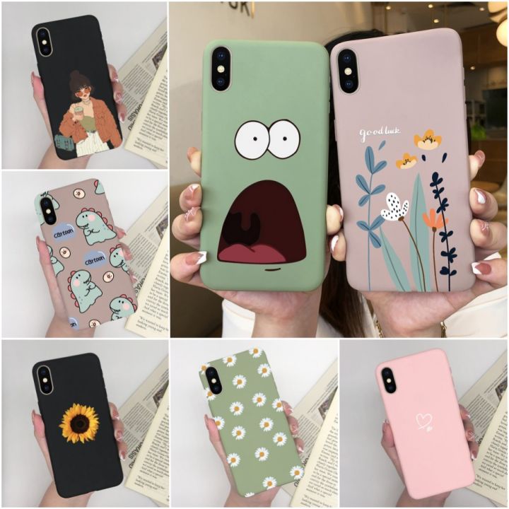 iPhone X XR XS Max Case Fashion Cartoon Girl Daisy Flower Cute Black Soft Phone Back Cover For iPhoneX Xr Xs Funda Capa