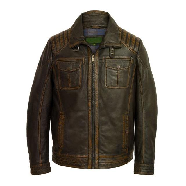 Vintage Black & Brown Classy Real Leather Trucker Jacket For Men