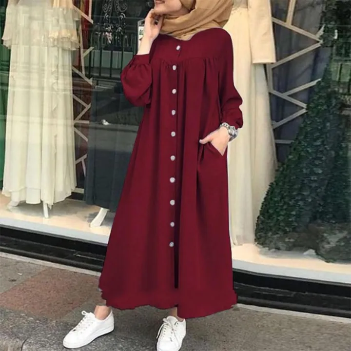 Short%20Coat%20Abaya%20front%20open%20buttons%20Solid%20Color%20Long%20Sleeve%20Shirt%20Dress%20Casual%20Pocket%20Robe%20Abayas%20For%20Women%20Open%20Abaya%20-%20Image%202