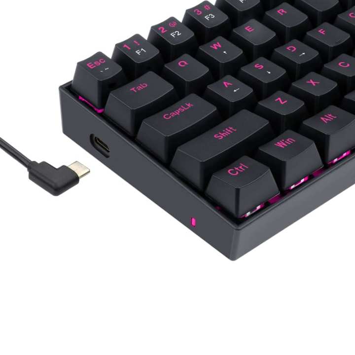 Redragon K630 Wired 60% Gaming Mechanical Keyboard with Pink Backlite and USB type C Cable Brown Switches