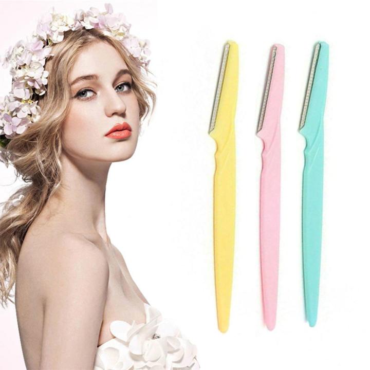 3 Colors Stainless Steel Facial Eyebrow Lip Razor Trimmer Blade Shaver Hair Remover Portable Shaver Facial Razor Makeup Tools
