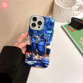 Romantic Fantasy Cool Blue Butterfly Cute Bracket Case Compatible for IPhone 13 11 12 16 14 15 Pro Max XR 7Plus 16 7 14 15 8 Plus XS X MAX SE 2020 Luxury Waves Water Case. 
