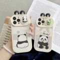 Sroof Case For iPhone 11 12 13 14 15 Pro Max Fashion Simple Cute Animal Panda Bamboo Oval Edge White Airbag Shockproof Silicone Soft Phone Case Back Cover. 