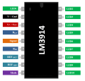 Pack of 5 - LM3914 dot / bar display driver IC - LM3914N. 