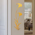Mirror Wall  3D Acrylic Mirror Flower Art Room Decor Sliver/Gold/Black Mirror 3pcs. 