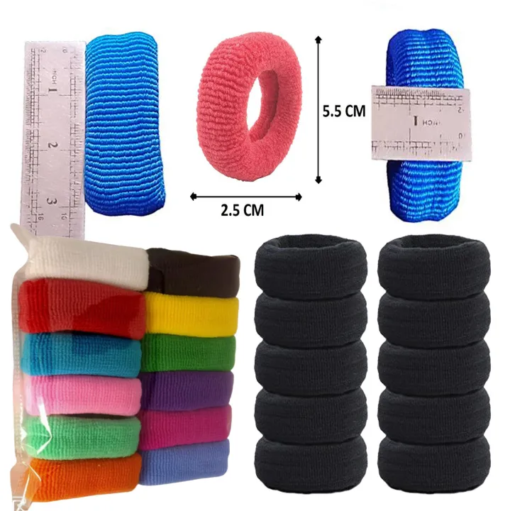 Pack%20of%2012%20Large%20Black%20&%20Multi%20Color%20Hair%20Pony%20Bands%20for%20Girls%20-%20Full%20Hair%20Ties%20-%20Image%204