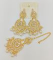 Artificial Golden Ear Rings With Beautyfull Tika New Pearl Latkan Style New Look Long Lasting Polish For Beautyfull Girls Artical 489738728919. 