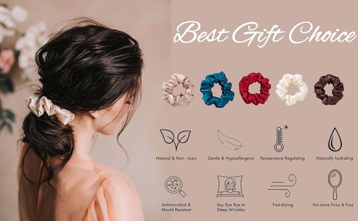 Silk Scrunchies Pack of 6 for Women and Girls