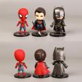 NYT 6Pcs/Lot The Avengers Miniatures Marvel  Pvc Avengers Infinity War Thanos Spider Man Iron Man Captain America Thor Wolverine Action Figure S Dolls For Kid. 