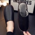 Hyper Hawk: Leather Autumn and Winter Household Slippers Home Indoor Thick Bottom Non-slip Waterproof Warm Home Slippers, suitable for most adults, Leather Slipper For Men. 