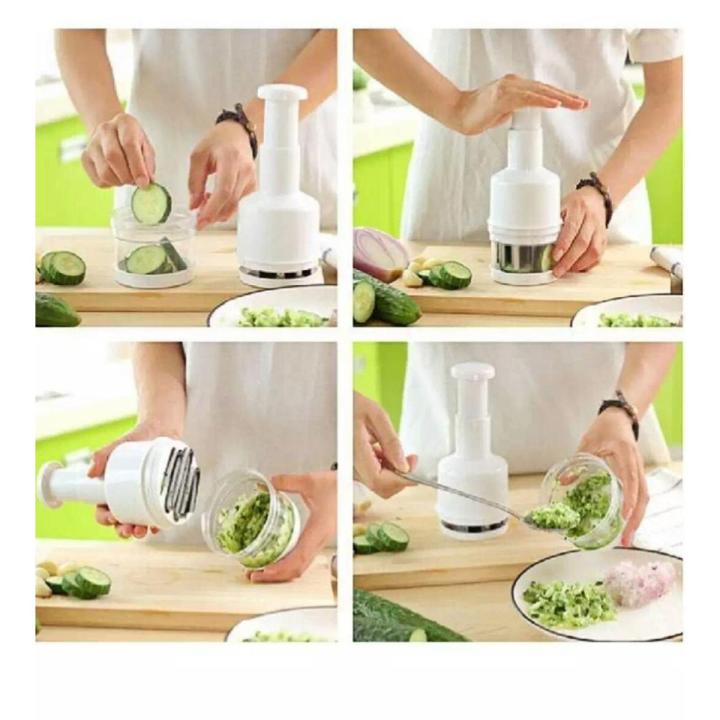 Handy Press Chop Onion Vegetable Chopper Cutter with Stainless Steel Cutting Knife Kitchen Gadget