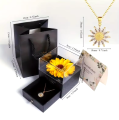 Artificial Sunflower Gift Box with Necklace Best wishes Box For Women Daughter Girlfriend Wife Mom Sisters Necklace with Gift Box for Mother's Day Birthday Wedding Gift. 