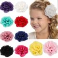 8.5cm Newborn Chiffon Petals Poppy Flower Hair Clips Rolled Rose Fabric Hair Flowers For Kids Girls Hair Accessories. 