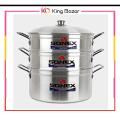 Sonex Galaxy 3-Layer Aluminum Steamer Set – High-Quality Cooking Tool. 