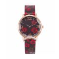 Women Vintage Leather Ladies Personalized Wristwatches Printing Ladies Quartz Watch Ladies 效邪褋褘 袞械薪褋泻懈械. 