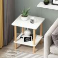 Side Table, Coffee Table, Side Table, Side Table, Wooden Bedside, 2 Tier Coffee Tables, with Storage Shelf, Square for Living Room, Office, Bedroom. 