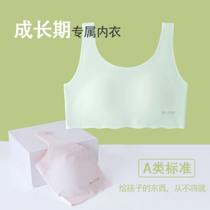 New 12-16 year old adolescent girls' underwear with soft support, ice silk, seamless, ultra-thin and comfortable for girls in summer