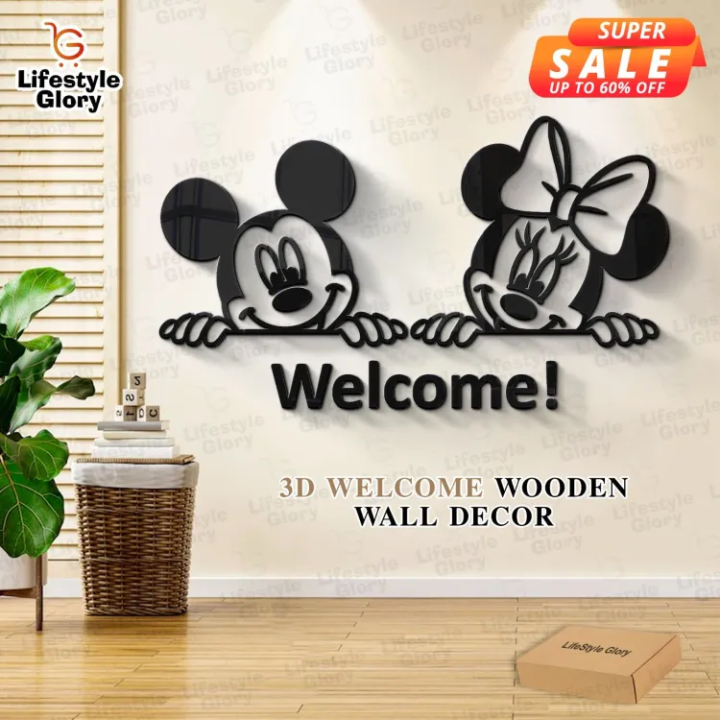 DECORA Welcome to Our Sweat Home 3D Wooden Wall Art | Wooden Wall Décor | 3D Laser Cut DIY Design Decoration Piece for Home Decor and Living Room | Decorative Stylish Wall Art | Wall Decoration Piece for Bedroom and Girls Room and for Gift Items
