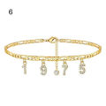 Fashion Women Rhinestone Birth Year Anklet Foot Ankle Chain Pendant Jewelry Gift. 