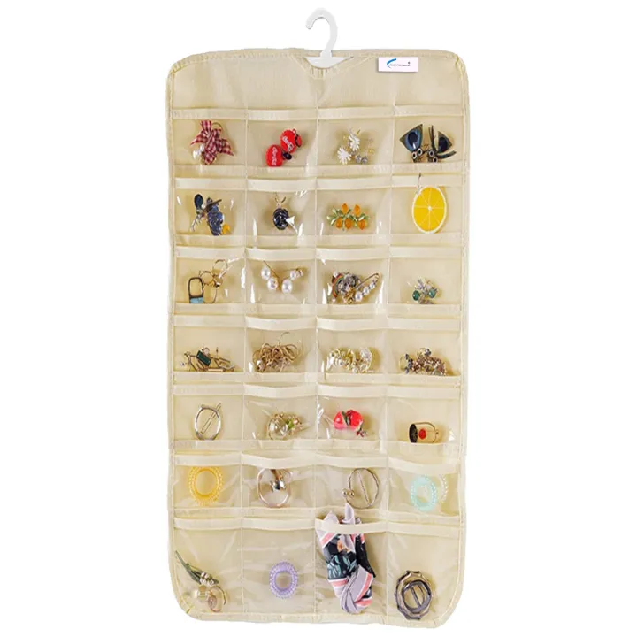 Efficient%20Hanging%20Jewelry%20Organizer%20with%20Embossed%20Pattern%20and%2028%20Clear%20PVC%20Pockets:%20Organize%20Your%20Jewelry%20in%20Style%20-%20Image%203