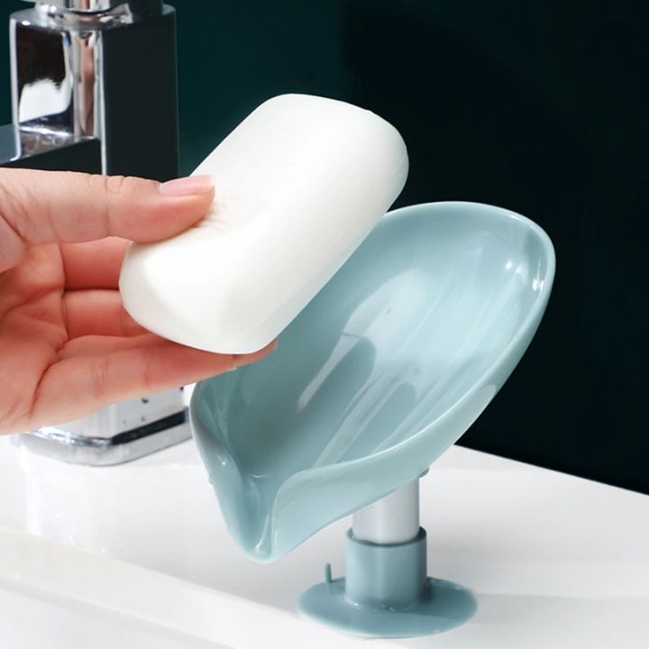 Leaf Shape Soap Box Drain Soap Holder Bathroom Accessories Suction Cup Soap Dish Tray Soap Dish for Bathroom Soap Container