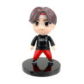 7PCS/set BTS Bangtan Boys Groups Model Toys KPOP Star TOP Group A.R.M.Y PVC Keychain Action Figures Keyring Bt Kid. 