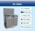 Welcome 3 Burner 6 in 1 Gas Cooking Range Plus Fryer Stainless Steel Model WC-6002 - Silver. 